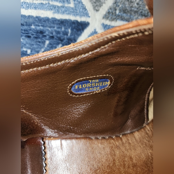 Men Vintage Leather Brown Loafers By Florsheim Size 13B/Men Designer Loafers - Picture 12 of 12